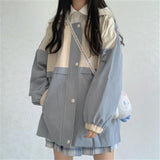 Flytonn-cute winter outfits casual winter outfits christmas outfit party look inspos Blue Oversize Casual Basic Jacket