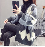 Flytonn-cute winter outfits casual winter outfits christmas outfit party look inspos Loose Argyle Pattern Knitted Warm Cardigan Sweater