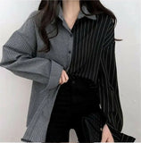 Flytonn-cute winter outfits casual winter outfits christmas outfit party look inspos Long Sleeve Striped Combination Blouse Shirt