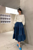 Flytonn-cute winter outfits casual winter outfits christmas outfit party look inspos High Waist Ruffles A-Line Long Denim Skirt