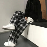 Flytonn-cute winter outfits casual winter outfits christmas outfit party look inspos Loose Wide Leg Black And White Plaid Pants