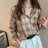 Flytonn-cute winter outfits casual winter outfits christmas outfit party look inspos Long Sleeve Plaid Style Thin Summer Blouse Shirt