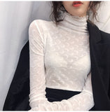 Flytonn-cute winter outfits casual winter outfits christmas outfit party look inspos Long Sleeve Moon Pattern Turtleneck Slim Cropped Shirt