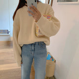 Flytonn-cute winter outfits casual winter outfits christmas outfit party look inspos O-Neck Thick Vintage Loose Knitted Sweater