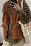 Flytonn-cute winter outfits casual winter outfits christmas outfit party look inspos Retro Corduroy Vest Sleeveless Sweater