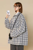 Flytonn-cute winter outfits casual winter outfits christmas outfit party look inspos Loose Retro Houndstooth Pattern Blouse Shirt