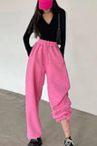 Flytonn-cute winter outfits casual winter outfits christmas outfit party look inspos Loose Drawstring Pink Casual Jogger Sweatpants