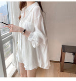 Flytonn-cute winter outfits casual winter outfits christmas outfit party look inspos Long Sleeve White Solid Simple Casual Shirt