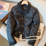 Flytonn-cute winter outfits casual winter outfits christmas outfit party look inspos Loose Retro Collar Black Parkas Jacket