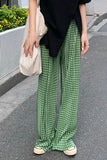 Flytonn-cute winter outfits casual winter outfits christmas outfit party look inspos High Waist Green Plaid Loose Pants