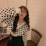 Flytonn-cute winter outfits casual winter outfits christmas outfit party look inspos V-Neck Heart Pattern Cropped Sweater