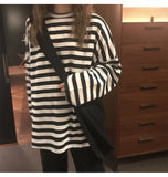 Flytonn-cute winter outfits casual winter outfits christmas outfit party look inspos Long Sleeve Loose Black Striped Shirt