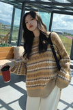 Flytonn-cute winter outfits casual winter outfits christmas outfit party look inspos Loose Argyle Pattern Knitted Warm Sweater