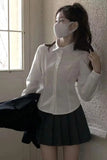 Flytonn-cute winter outfits casual winter outfits christmas outfit party look inspos Long Sleeve Back Bandage Tie Blouse Shirt