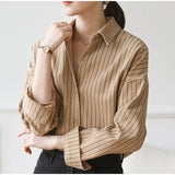 Flytonn-cute winter outfits casual winter outfits christmas outfit party look inspos Loose Striped Office Blouse Shirt