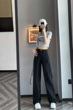 Flytonn-cute winter outfits casual winter outfits christmas outfit party look inspos High Waist Cute Drawstring Long Jeans Pants