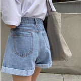 Flytonn-cute winter outfits casual winter outfits christmas outfit party look inspos High Waist Retro Denim Wide Leg Shorts Jeans