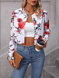 Flytonn-Winter Outfits Christmas Thanksgiving Gift New Year's Eve Outwear Long Sleeves Loose Buttoned Flower Print Split-Joint Round-Neck Blazer Outerwear