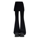 Flytonn-Women Black Casual Pants Vintage Y2K Style Simple Fashion Straight Thin Wide Leg Pants Female 2024 Summer Solid Trouser