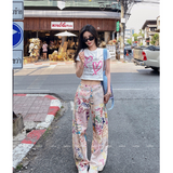 Flytonn-Women's Graffiti Print Casual Baggy Y2k Harajuku Jogger Pants Vintage High Waist Baggy Trousers 2000s 90s Aesthetic Clothes 2024