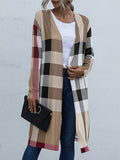 Flytonn-Winter Outfits Christmas Thanksgiving Gift New Year's Eve Outwear Long Sleeves Loose Plaid Collarless Outerwear