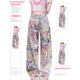 Flytonn-Women's Graffiti Print Casual Baggy Y2k Harajuku Jogger Pants Vintage High Waist Baggy Trousers 2000s 90s Aesthetic Clothes 2024