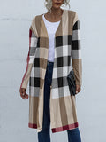 Flytonn-Winter Outfits Christmas Thanksgiving Gift New Year's Eve Outwear Long Sleeves Loose Plaid Collarless Outerwear