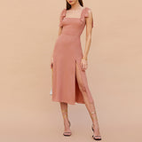 Flytonn-BACK TO SCHOOL OUTFIT Party Dresses For Women 2025 Elegant Vintage Print Slit Midi Dress Tie Strap Sleeveless Vacation Summer Dress Clothes For Woman