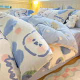 Flytonn-2025 Spring Bedding Set Ins Cream Bedding Set,Cute Cartoon Kids Adult Duvet Cover No Filler,Pillowcase,Full Queen Size Boys Girls Comforter Cover