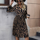 Flytonn-Black Friday Sale - New Women's Printed Long Sleeve Midi Dress