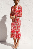 Flytonn-Black Friday Sale - Floral Bishop Sleeve Smocked Midi Dress