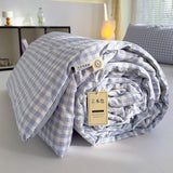 Flytonn-2025 Spring Bedding Set 2025 New Summer Quilt Plaid Blue Pink Nordic Style Soft Thin Air Conditioning Throw Single Queen Size Breathable Blanket