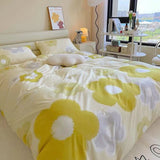 Flytonn-2025 Spring Bedding Set Cute Bear Bedding Set No Filler Ins Korean Style Duvet Cover Pillowcase 2025 New Single Full Size Kids Adult Soft Bed Linen