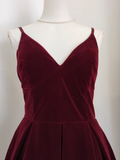 Flytonn-Valentines Gift party dress Simple A line Sleeveless Burgundy Velvet Party Dress Holiday Birthday Dresses For Women Fly350