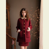 Flytonn-y2k outfits Winter Dress Women Clothing New Year's Robe Meilad Light Luxury Christmas Red Robe French Straight Tube Red Dress for Women