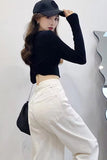 Flytonn-cute winter outfits casual winter outfits christmas outfit party look inspos High Waist Casual  White Jeans Pants