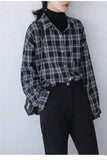 Flytonn-cute winter outfits casual winter outfits christmas outfit party look inspos Long Sleeve Retro Black Plaid Shirt