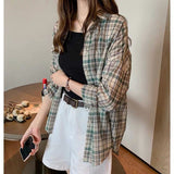 Flytonn-cute winter outfits casual winter outfits christmas outfit party look inspos Long Sleeve Plaid Style Thin Summer Blouse Shirt