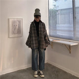 Flytonn-cute winter outfits casual winter outfits christmas outfit party look inspos Loose Wool Thicken Plaid Shirt Jacket