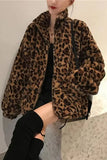 Flytonn-cute winter outfits casual winter outfits christmas outfit party look inspos Casual Leopard Pattern Zipper Jacket