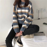 Flytonn-cute winter outfits casual winter outfits christmas outfit party look inspos Vintage Colors Striped Sweater