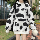 Flytonn-cute winter outfits casual winter outfits christmas outfit party look inspos Loose Cow Pattern Printed Hooded Sweatshirt