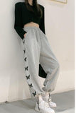 Flytonn-cute winter outfits casual winter outfits christmas outfit party look inspos Loose Butterfly Side Printed Hip Hop Sweatpants