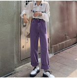 Flytonn-cute winter outfits casual winter outfits christmas outfit party look inspos High Waist Loose Purple Jeans Pants