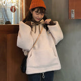 Flytonn-cute winter outfits casual winter outfits christmas outfit party look inspos Letter Pocket Fleece Turtleneck Hooded Sweater