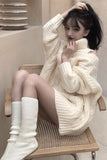 Flytonn-cute winter outfits casual winter outfits christmas outfit party look inspos Sexy Off Shoulder Solid Turtleneck Knitted Sweater