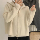 Flytonn-cute winter outfits casual winter outfits christmas outfit party look inspos Solid Knitted Hooded Cardigan Sweater