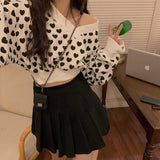 Flytonn-cute winter outfits casual winter outfits christmas outfit party look inspos V-Neck Heart Pattern Cropped Sweater