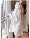 Flytonn-cute winter outfits casual winter outfits christmas outfit party look inspos Long Sleeve White Solid Simple Casual Shirt