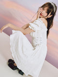 FLYTONN-spring summer dress Vacation photography outfits Baroque Jacquard Lace Dress ~